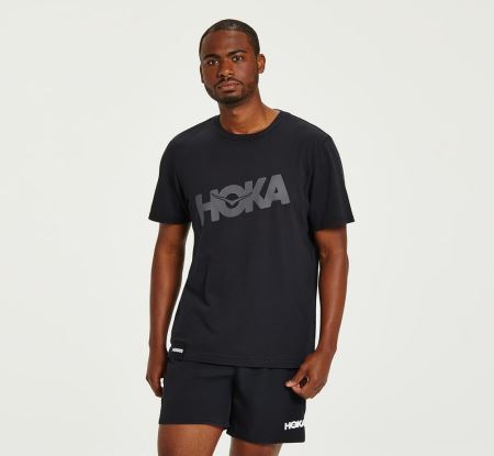 Hoka One One Brand Tee - Top Barbati Negrii | RO-xc4RGam